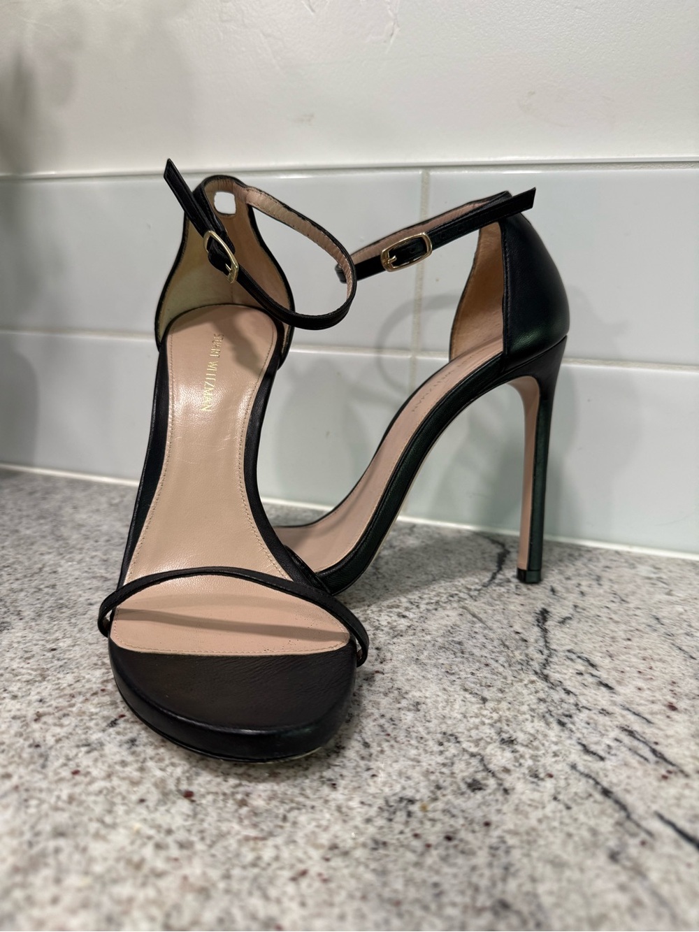 Stuart Weitzman Black Nudistsong Strap Sandal